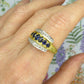 Vintage 18ct gold oval sapphire and diamond  triple band ring 1970's