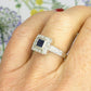 Vintage 9ct white gold Art Deco style sapphire Diamond cluster ring