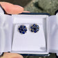 Vintage 18ct white gold Sapphire Diamond halo cluster stud earrings ~ With appraisal