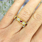 Vintage 18ct yellow gold ruby & diamond six stone half eternity ring 1970's