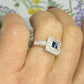 Vintage 9ct white gold Art Deco style sapphire Diamond cluster ring