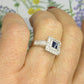 Vintage 9ct white gold Art Deco style sapphire Diamond cluster ring