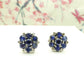 Vintage 18ct white gold Sapphire Diamond halo cluster stud earrings ~ With appraisal