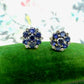 Vintage 18ct white gold Sapphire Diamond halo cluster stud earrings ~ With appraisal