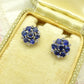 Vintage 18ct white gold Sapphire Diamond halo cluster stud earrings ~ With appraisal