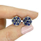 Vintage 18ct white gold Sapphire Diamond halo cluster stud earrings ~ With appraisal
