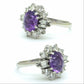 Vintage 18ct white gold Amethyst & diamond halo cluster engagement ring