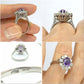 Vintage 18ct white gold Amethyst & diamond halo cluster engagement ring