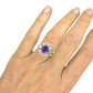 Vintage 18ct white gold Amethyst & diamond halo cluster engagement ring