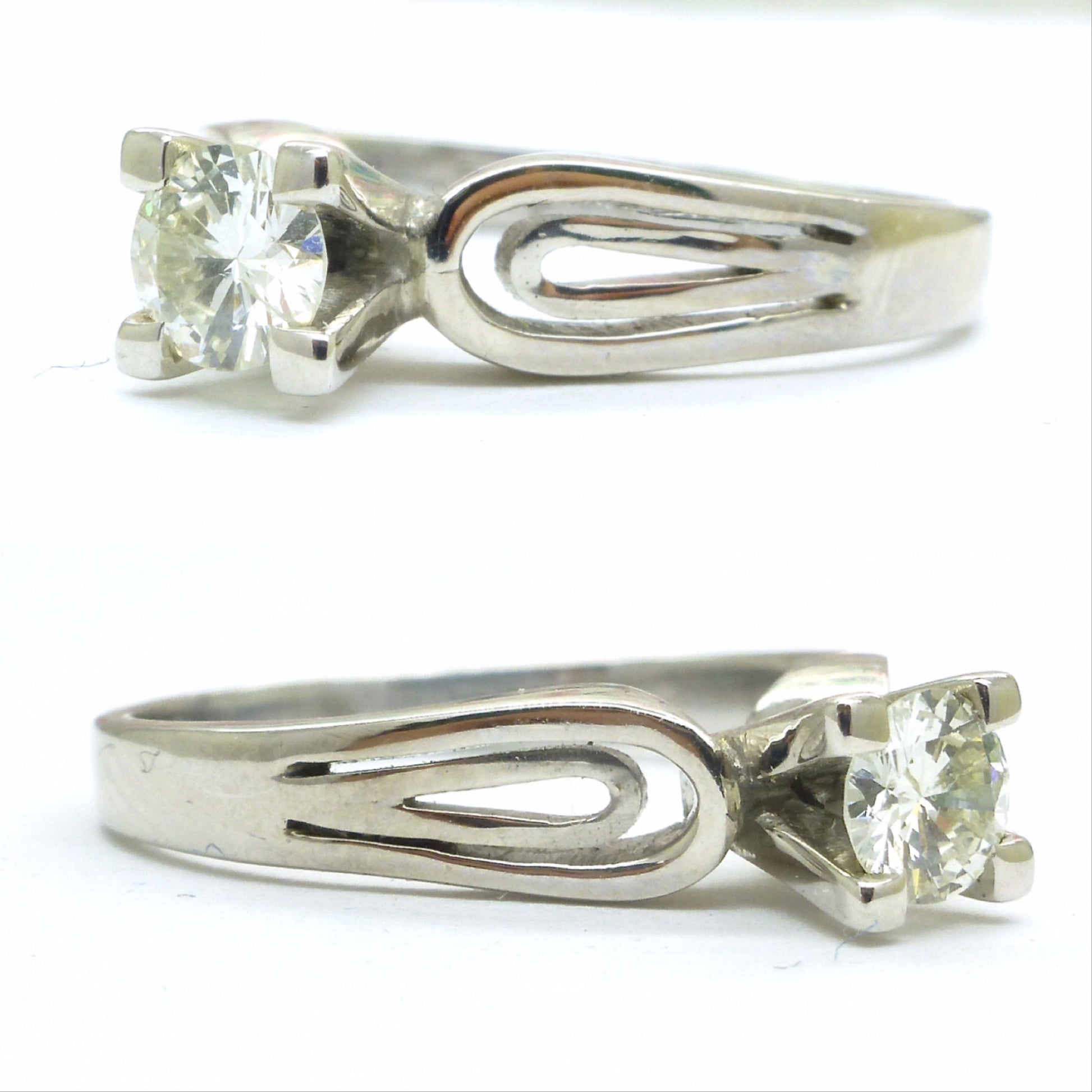 Vintage 18ct white gold high set diamond solitaire engagement ring 0.34ct