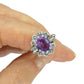 Vintage 18ct white gold Amethyst & diamond halo cluster engagement ring
