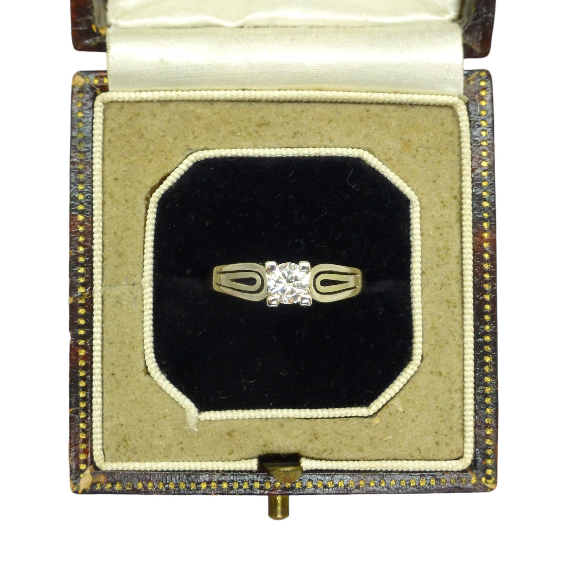 Vintage 18ct white gold high set diamond solitaire engagement ring 0.34ct