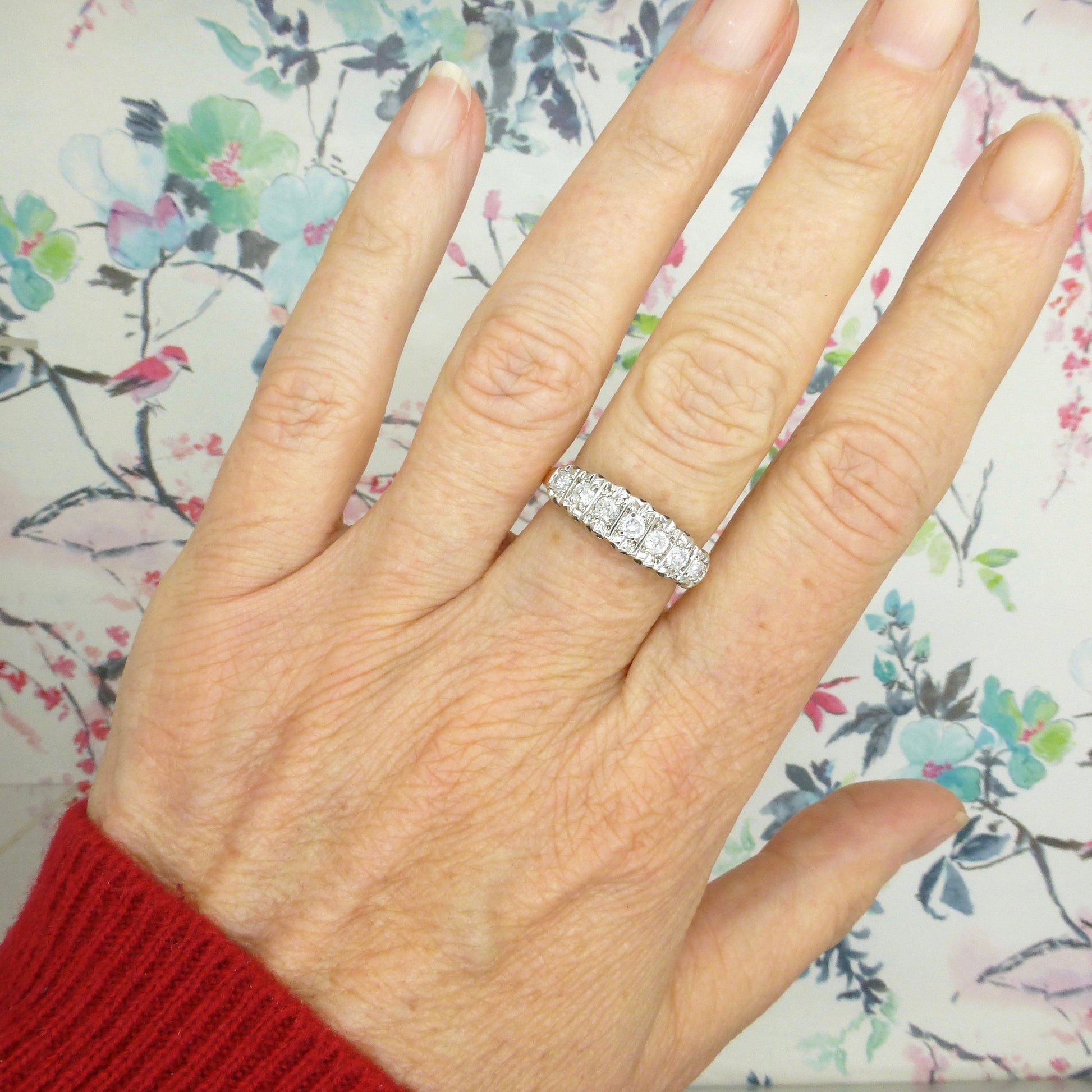 Vintage 9ct gold seven stone Diamond half eternity ring 0.50ct wedding band