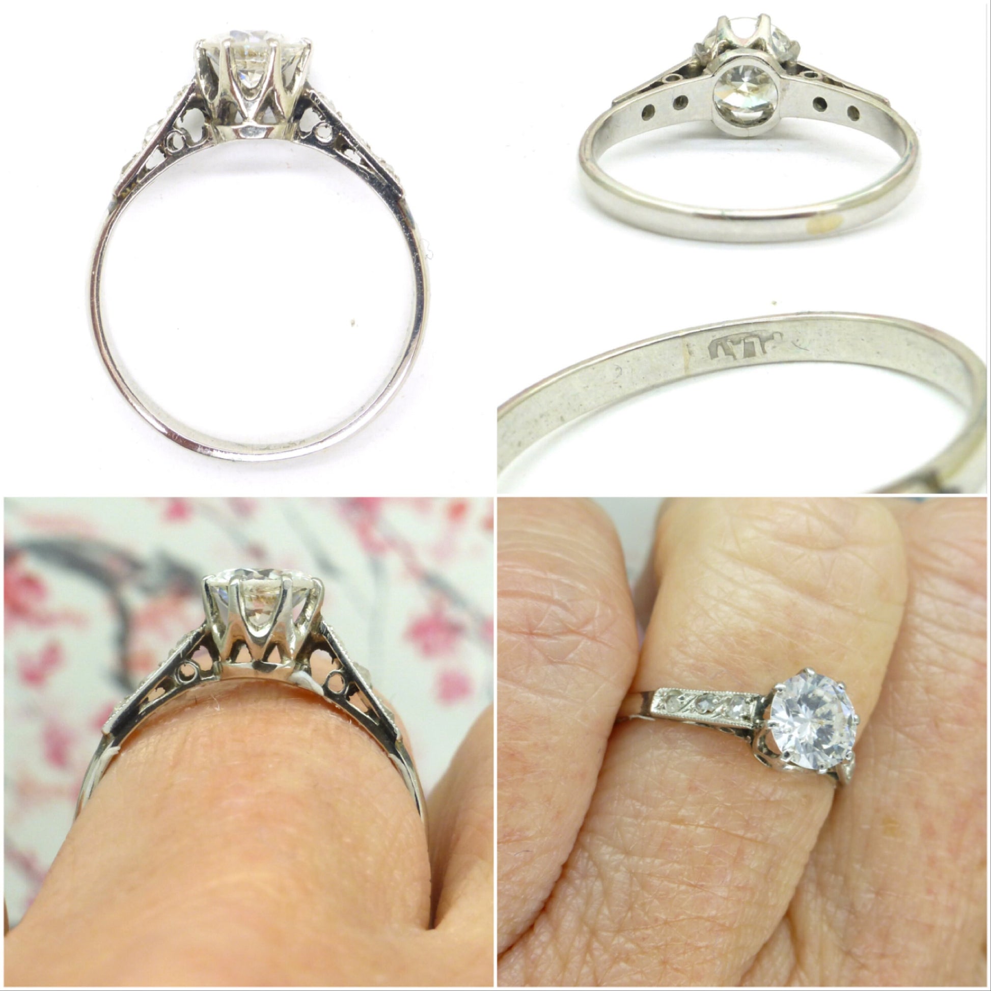 Vintage Art Deco Platinum diamond solitaire engagement ring 0.70 carat - With appraisal