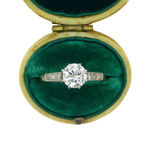 Vintage Art Deco Platinum diamond solitaire engagement ring 0.70 carat - With appraisal