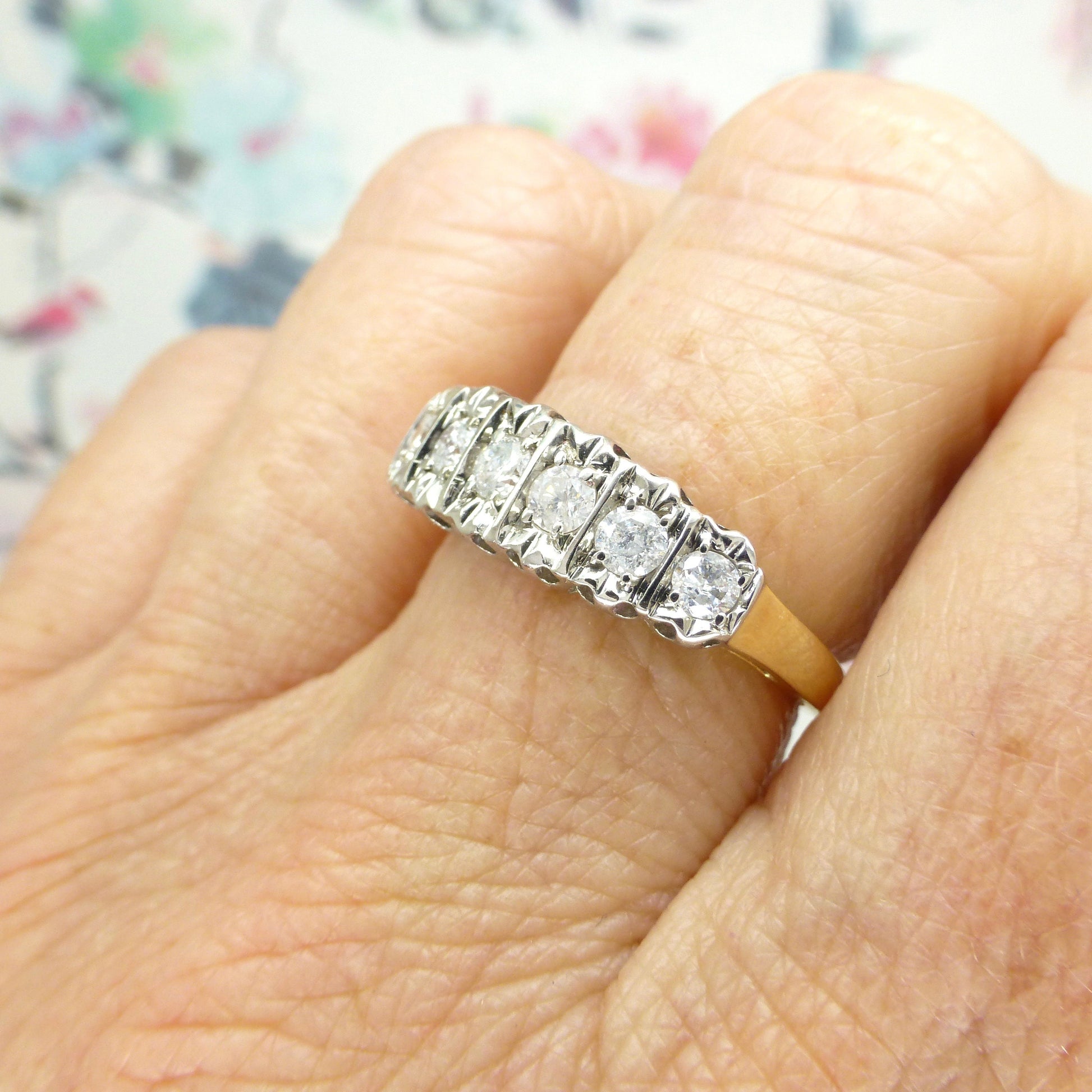 Vintage 9ct gold seven stone Diamond half eternity ring 0.50ct wedding band