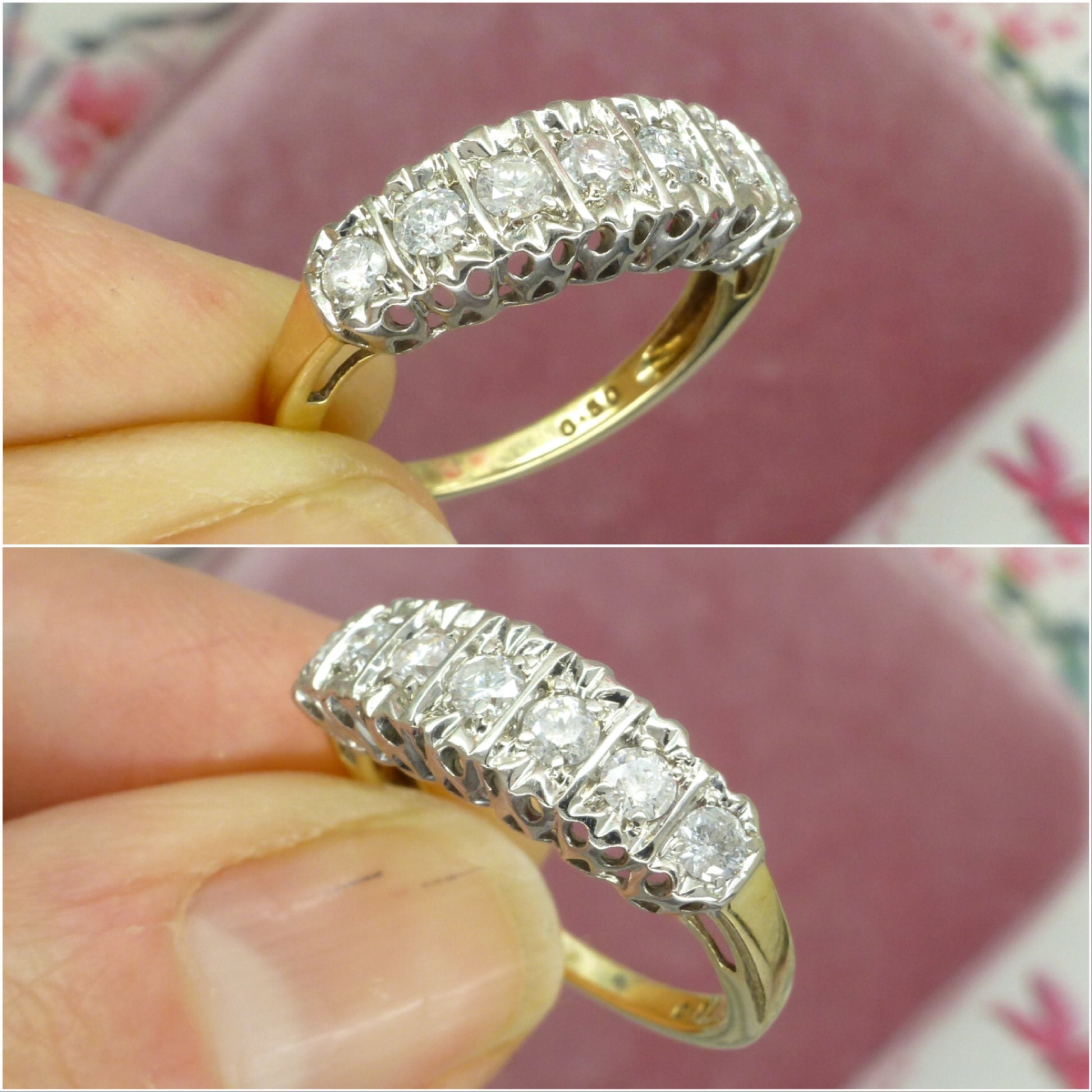 Vintage 9ct gold seven stone Diamond half eternity ring 0.50ct wedding band