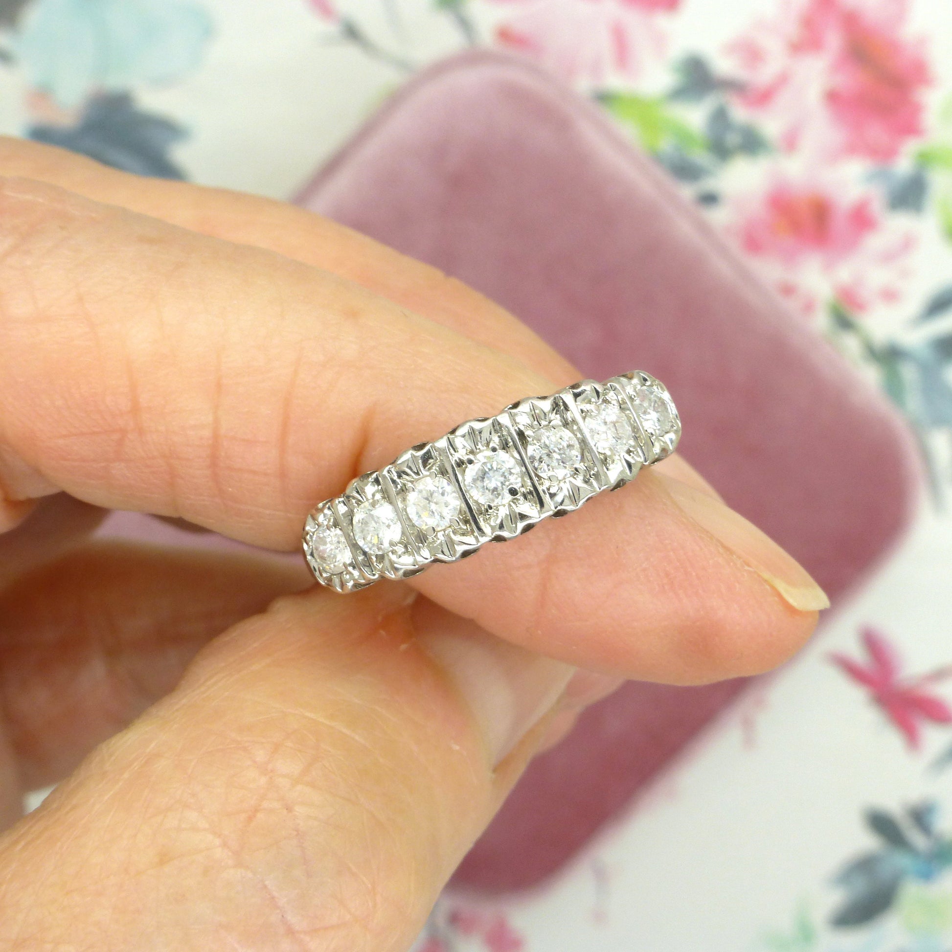 Vintage 9ct gold seven stone Diamond half eternity ring 0.50ct wedding band