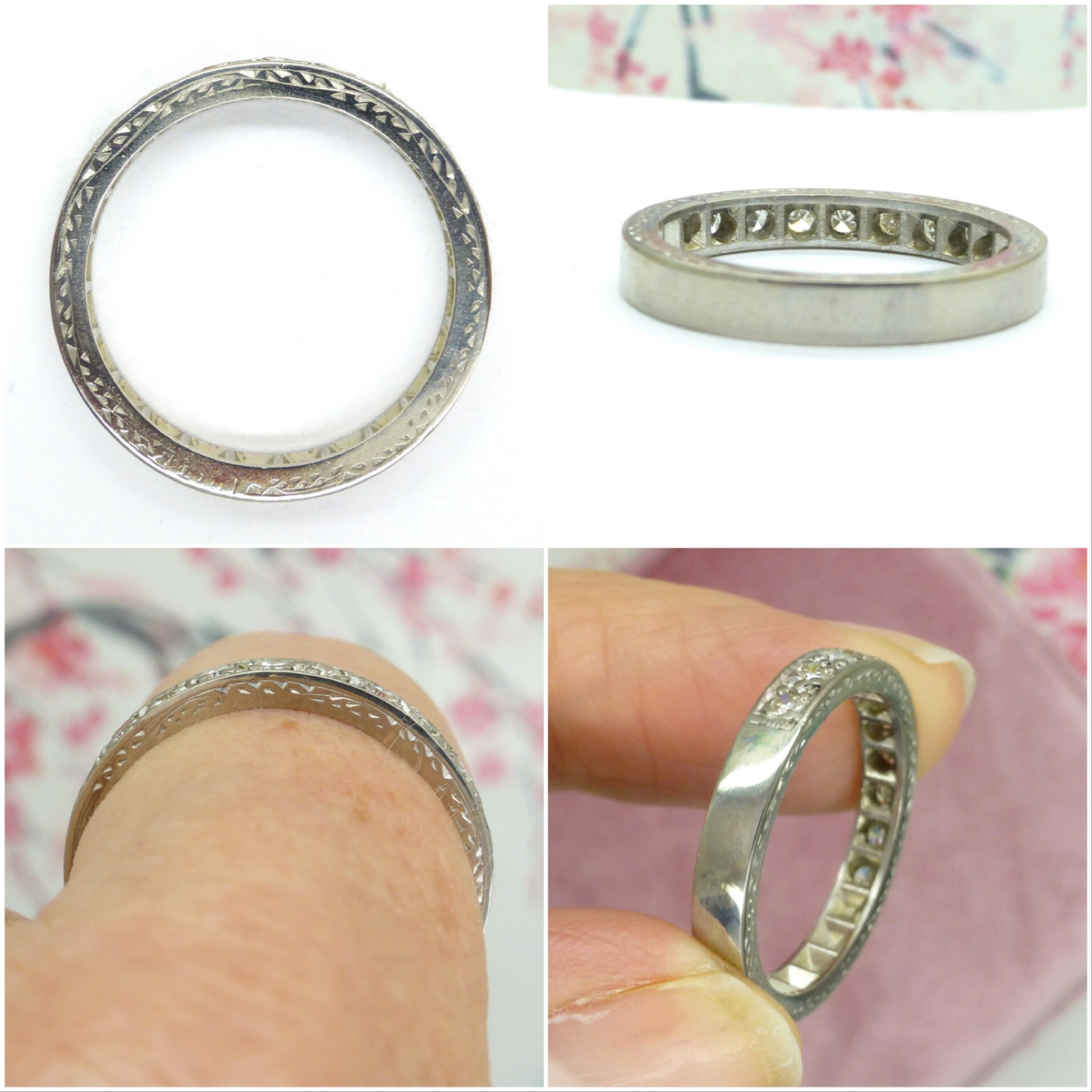 Vintage 18ct white gold Diamond half eternity ring 0.33ct ~ size P 1/2 / 7.75