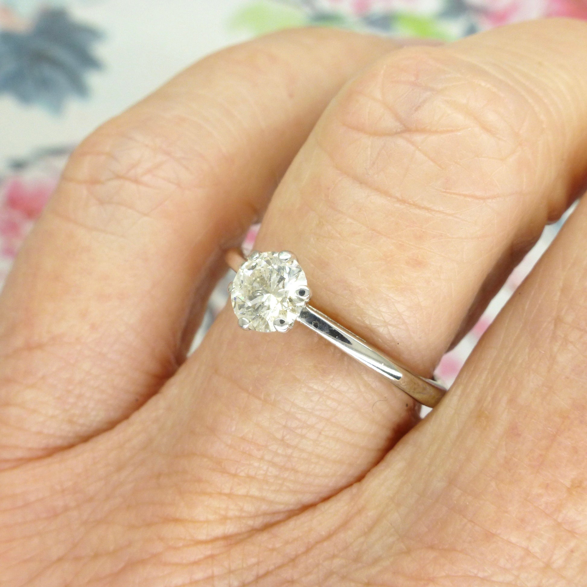 Vintage 18ct white gold 'Tiffany' style diamond solitaire engagement ring 0.60ct