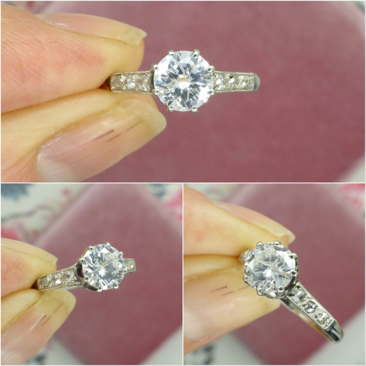 Vintage Art Deco Platinum diamond solitaire engagement ring 0.70 carat - With appraisal