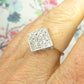 Antique Art Deco 18ct Platinum pavé diamond cluster panel ring