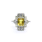 Vintage Art Deco style Platinum yellow sapphire diamond cluster panel ring