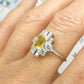 Vintage Art Deco style Platinum yellow sapphire diamond cluster panel ring