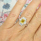 Vintage Art Deco style Platinum yellow sapphire diamond cluster panel ring