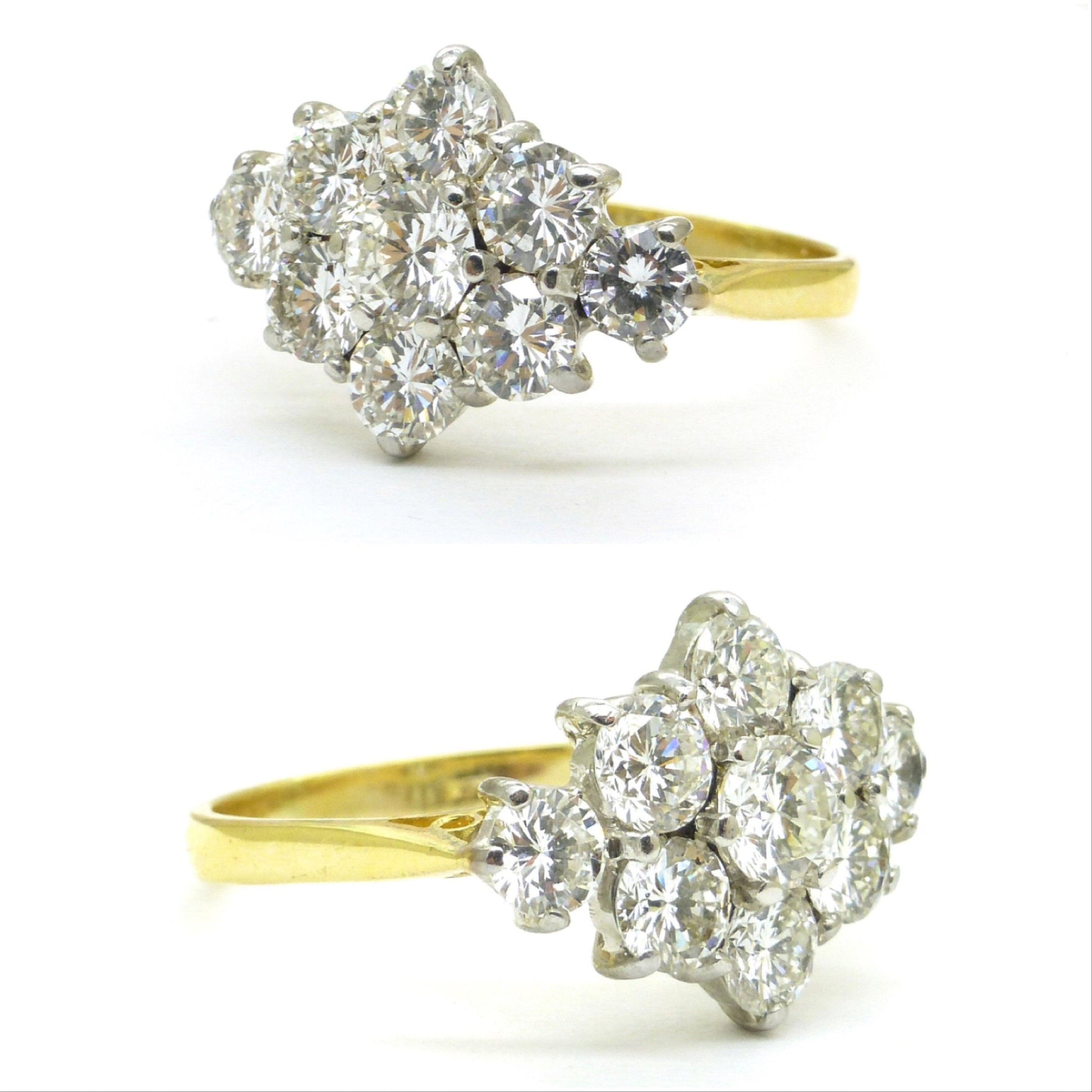 Stunning vintage 18ct gold diamond cluster engagement ring 1.73 carat ~ Independent Valuation