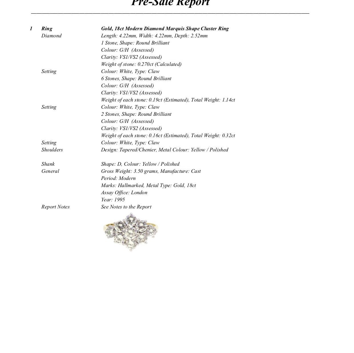 Stunning vintage 18ct gold diamond cluster engagement ring 1.73 carat ~ Independent Valuation