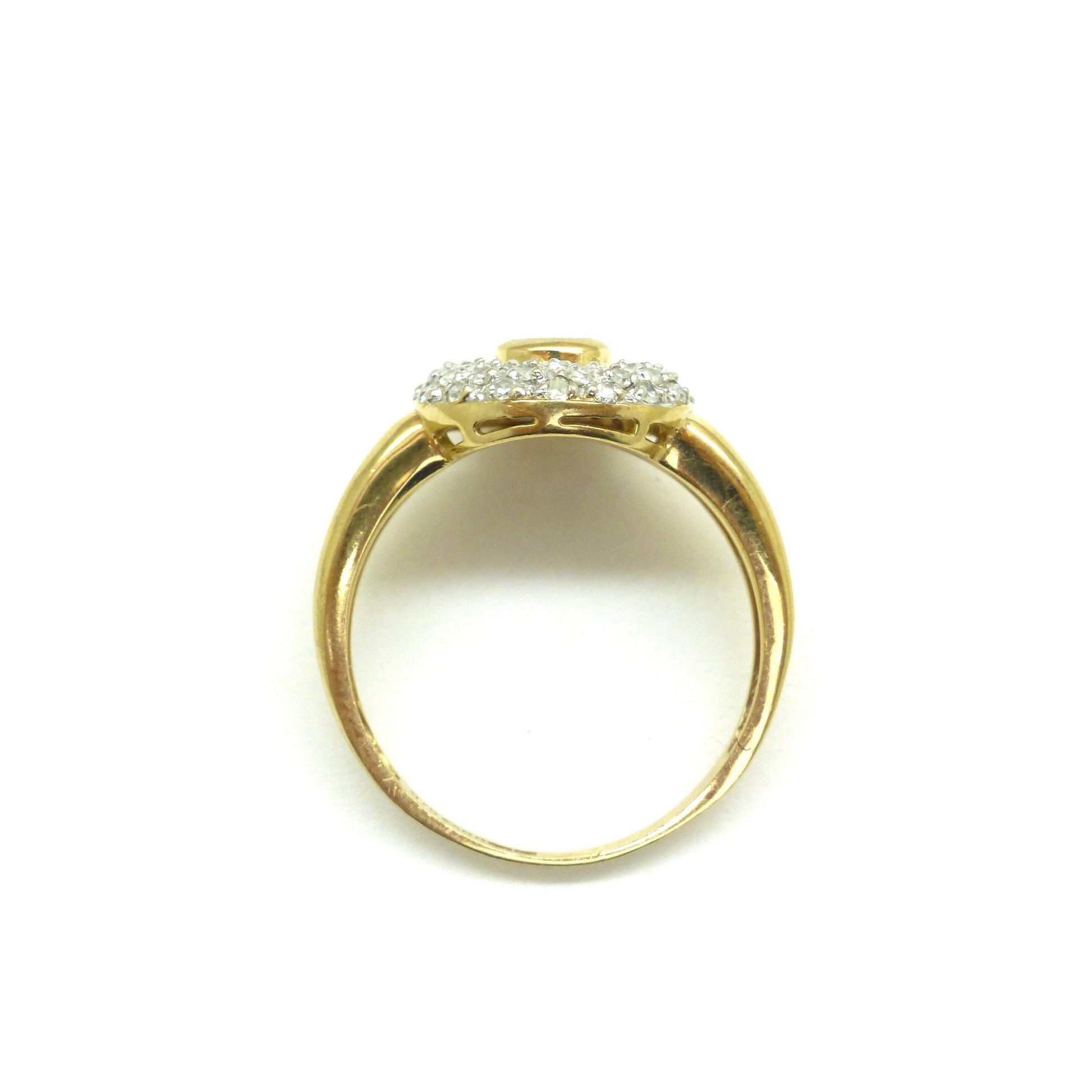 Vintage 9ct gold pavé set Diamond halo cluster ring