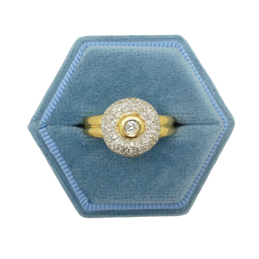 Vintage 9ct gold pavé set Diamond halo cluster ring