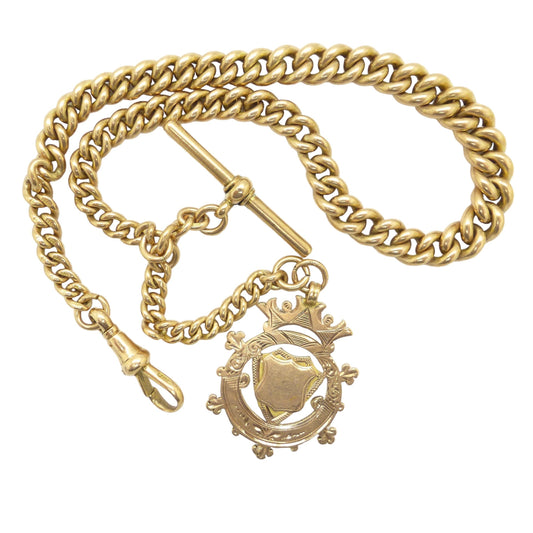 Antique Victorian/Edwardian 9ct solid rose gold heavy Albert watch/neck chain 14ins 50.8 grams