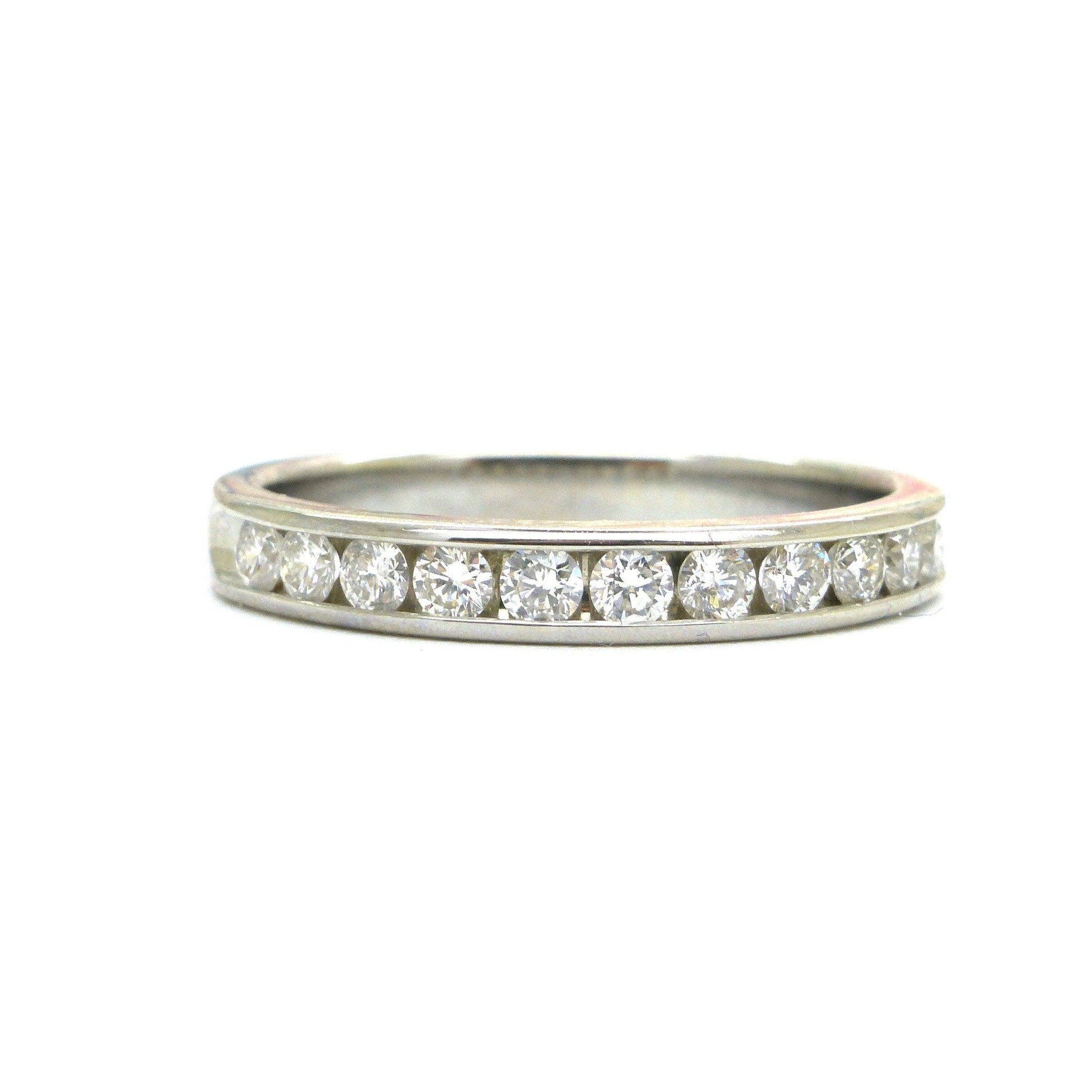 Vintage 14ct white gold channel set Diamond half eternity ring ~ wedding band