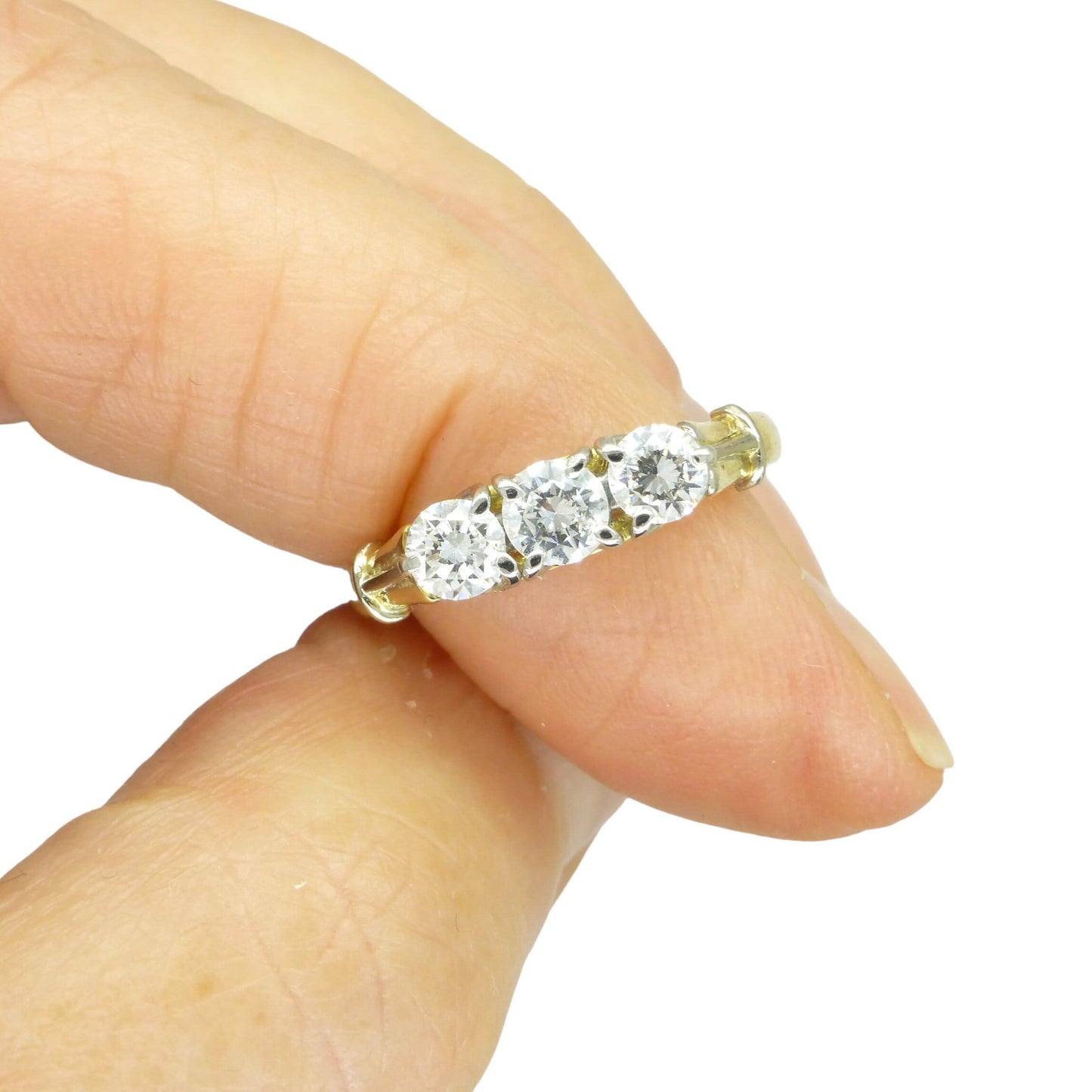 Vintage 18ct diamond three stone trilogy ring 0.58ct