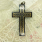 Antique Victorian 9ct gold & silver inlaid Piqué cross pendant