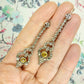 Authentic Art Deco silver marcasite & citrine dangle drop earrings 1920's ~ Hooks for pierced ears