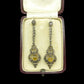 Authentic Art Deco silver marcasite & citrine dangle drop earrings 1920's ~ Hooks for pierced ears