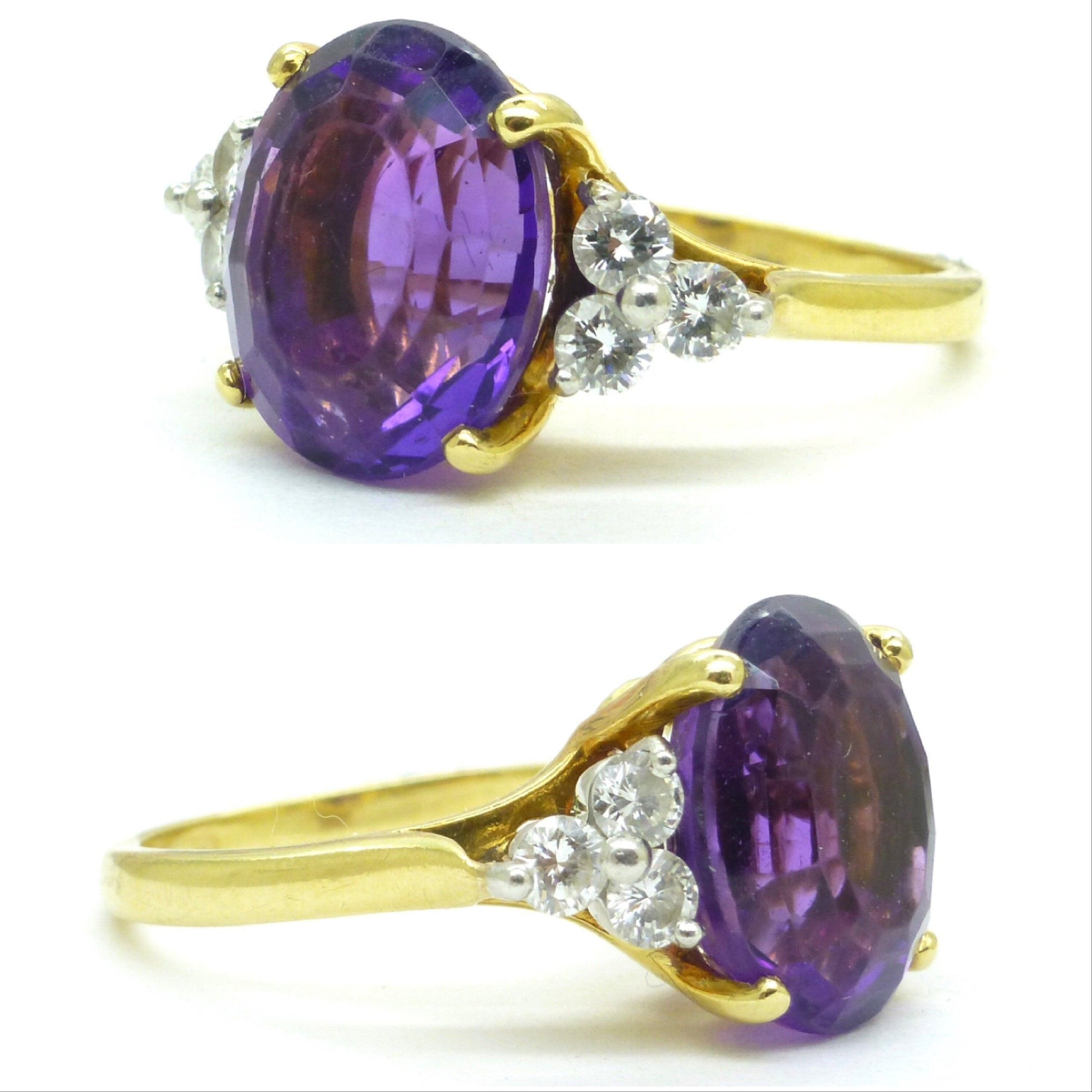 Vintage 18ct Platinum oval Amethyst & Diamond ring