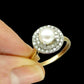 Vintage 9ct gold Pearl & Diamond halo cluster ring