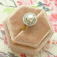 Vintage 9ct gold Pearl & Diamond halo cluster ring