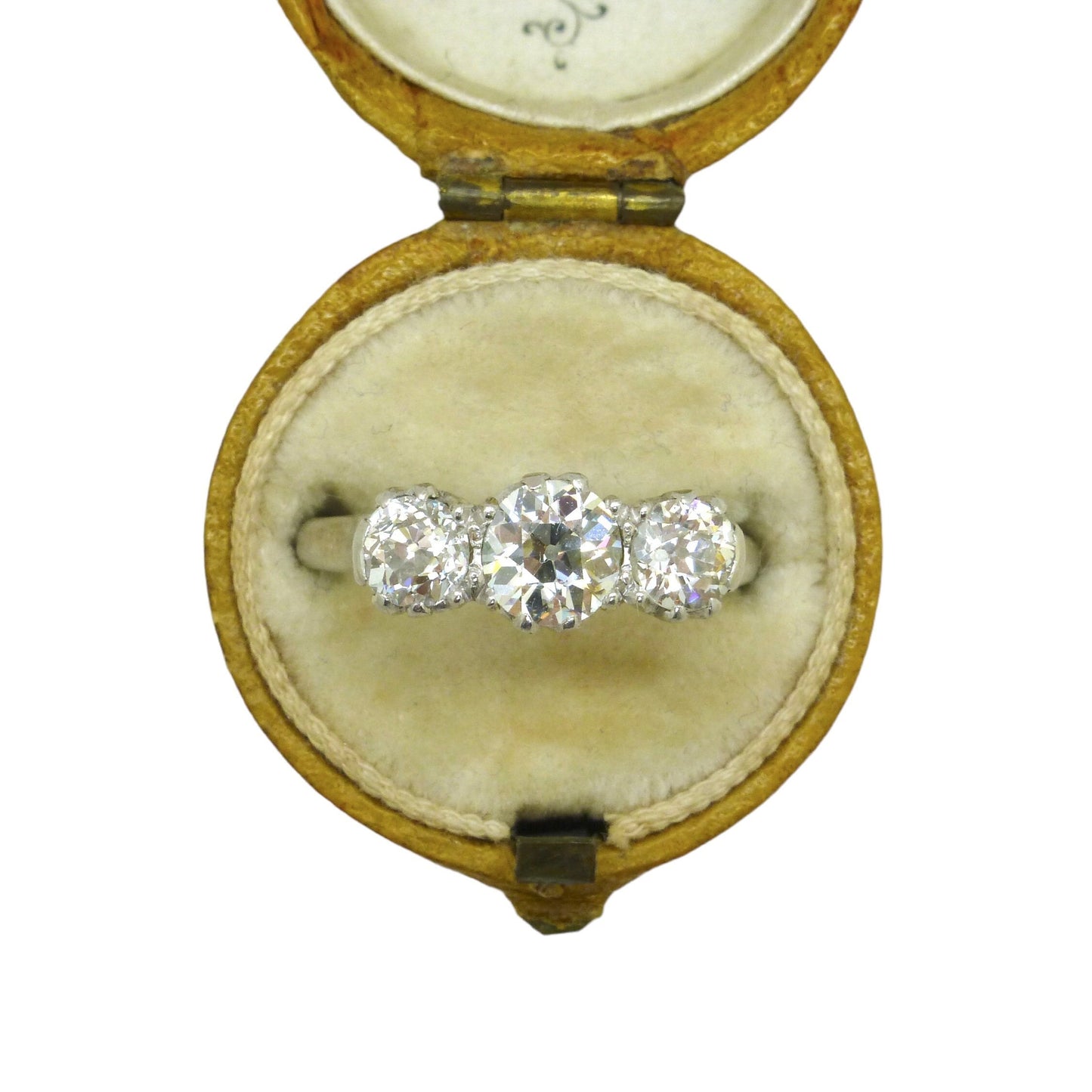 Antique Platinum old European cut diamond three stone trilogy ring 1.18ct ~ c1920's - Independent Valuation