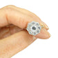 Vintage 9ct white gold 'Faux diamond' halo cluster ring ~ Daisy flower ring
