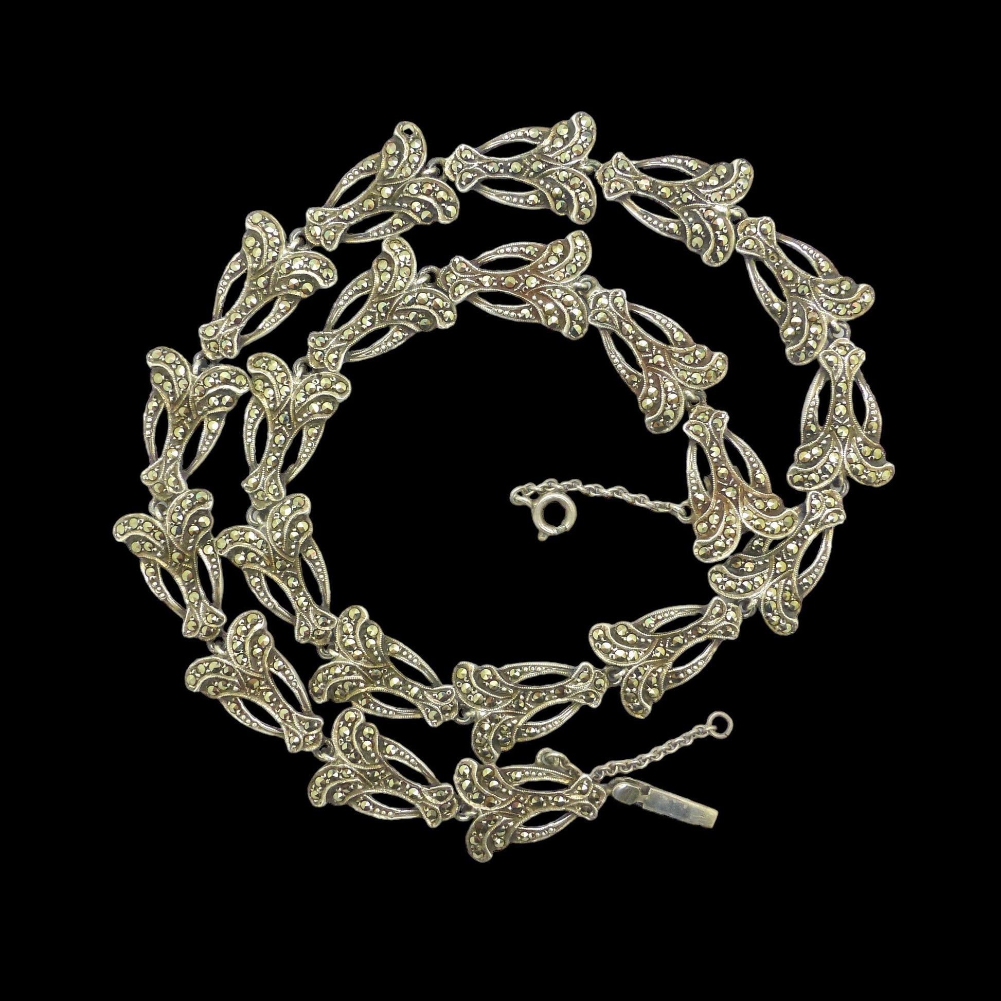 Vintage Art Deco silver marcasite articulated collar necklace c1930's