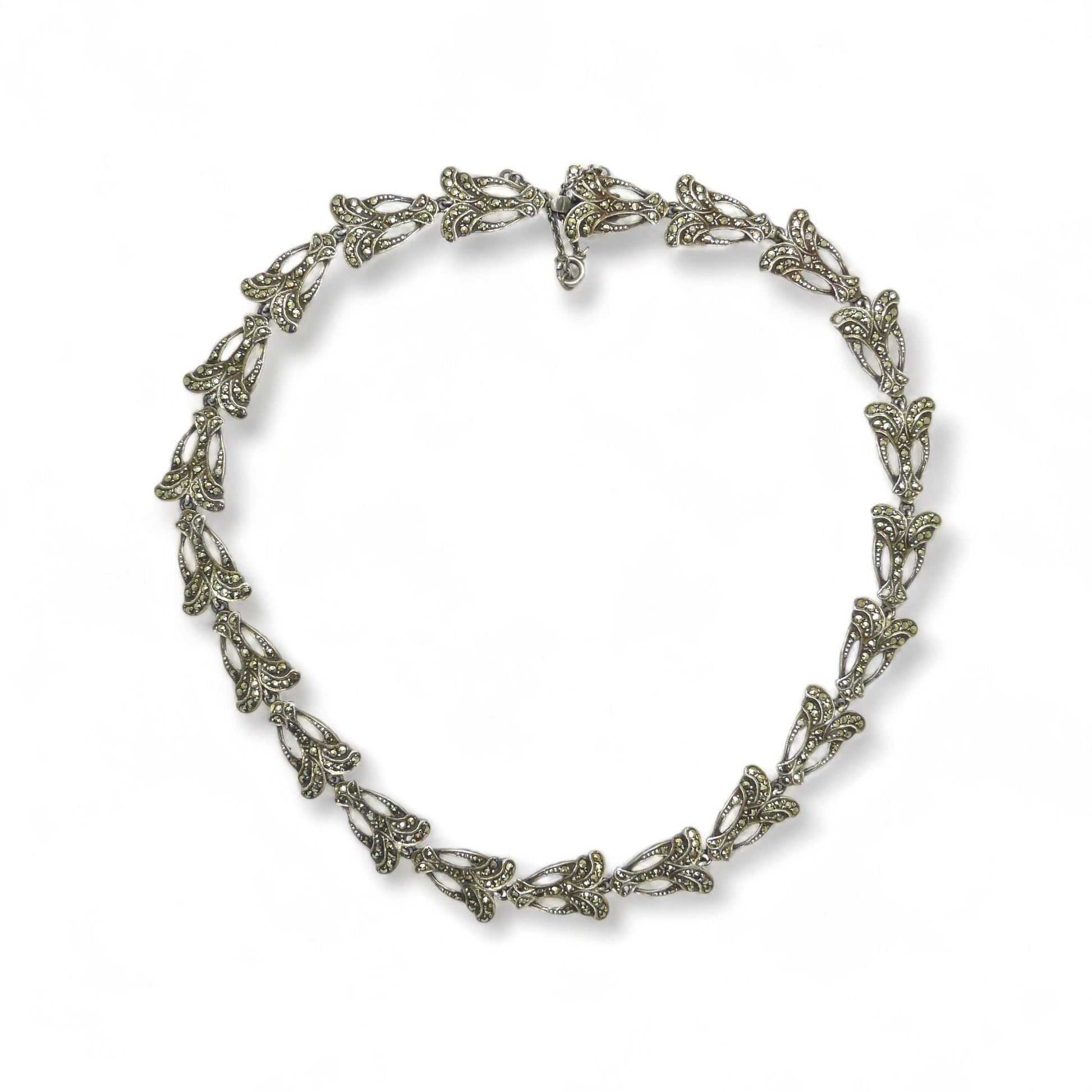 Vintage Art Deco silver marcasite articulated collar necklace c1930's
