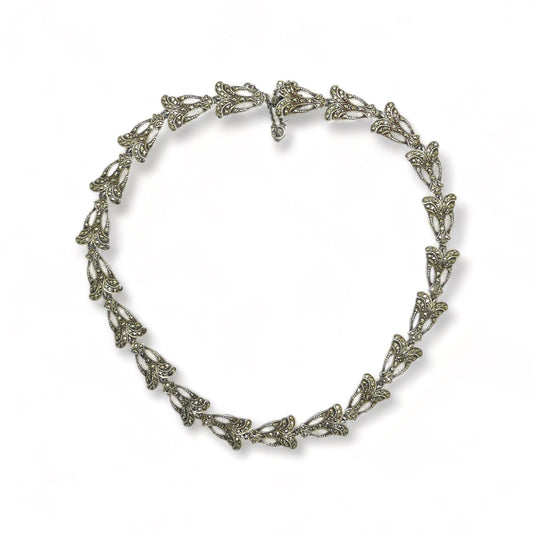 Vintage Art Deco silver marcasite articulated collar necklace c1930's