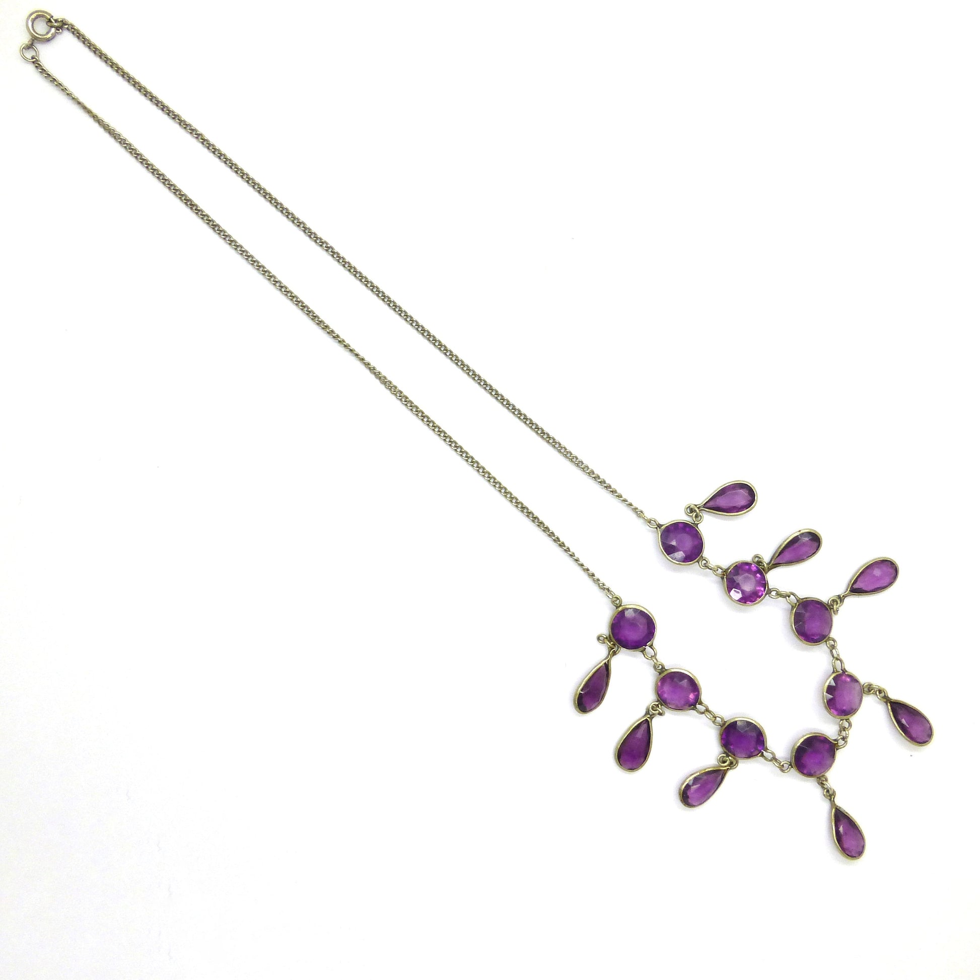 Vintage amethyst paste fringe/festoon necklace c1910-20's
