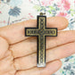 Antique Victorian 9ct gold & silver inlaid Piqué cross pendant