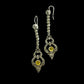Authentic Art Deco silver marcasite & citrine dangle drop earrings 1920's ~ Hooks for pierced ears
